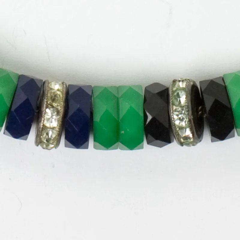 Chrysoprase, Onyx & Ruby Disk Choker with Rondelles