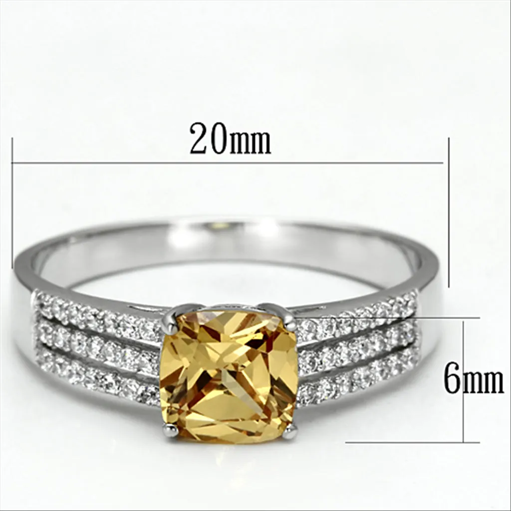 CJ099 Wholesale Women's 925 Sterling Silver Rhodium AAA Grade CZ Champagne Ring