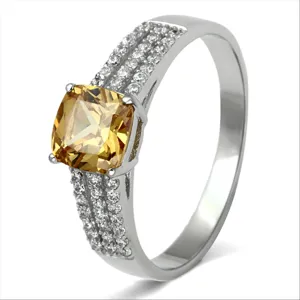 CJ099 Wholesale Women's 925 Sterling Silver Rhodium AAA Grade CZ Champagne Ring
