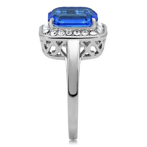 CJ178 Wholesale Women's Stainless Steel Top Grade Crystal Sapphire Ring