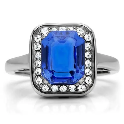 CJ178 Wholesale Women's Stainless Steel Top Grade Crystal Sapphire Ring
