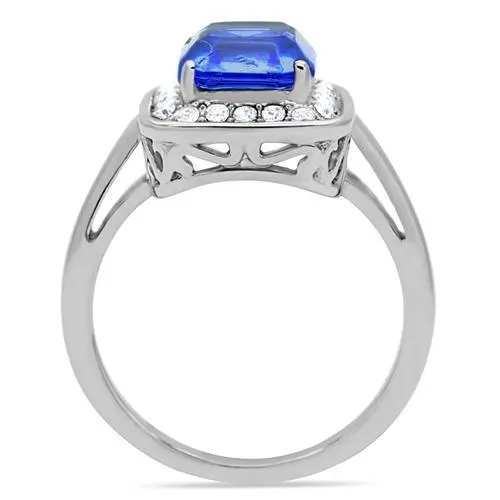 CJ178 Wholesale Women's Stainless Steel Top Grade Crystal Sapphire Ring