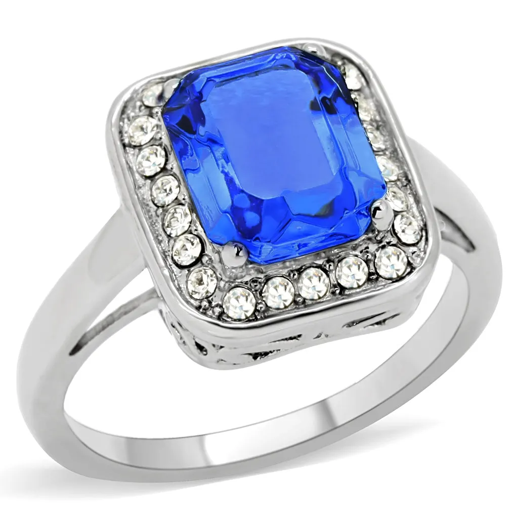 CJ178 Wholesale Women's Stainless Steel Top Grade Crystal Sapphire Ring