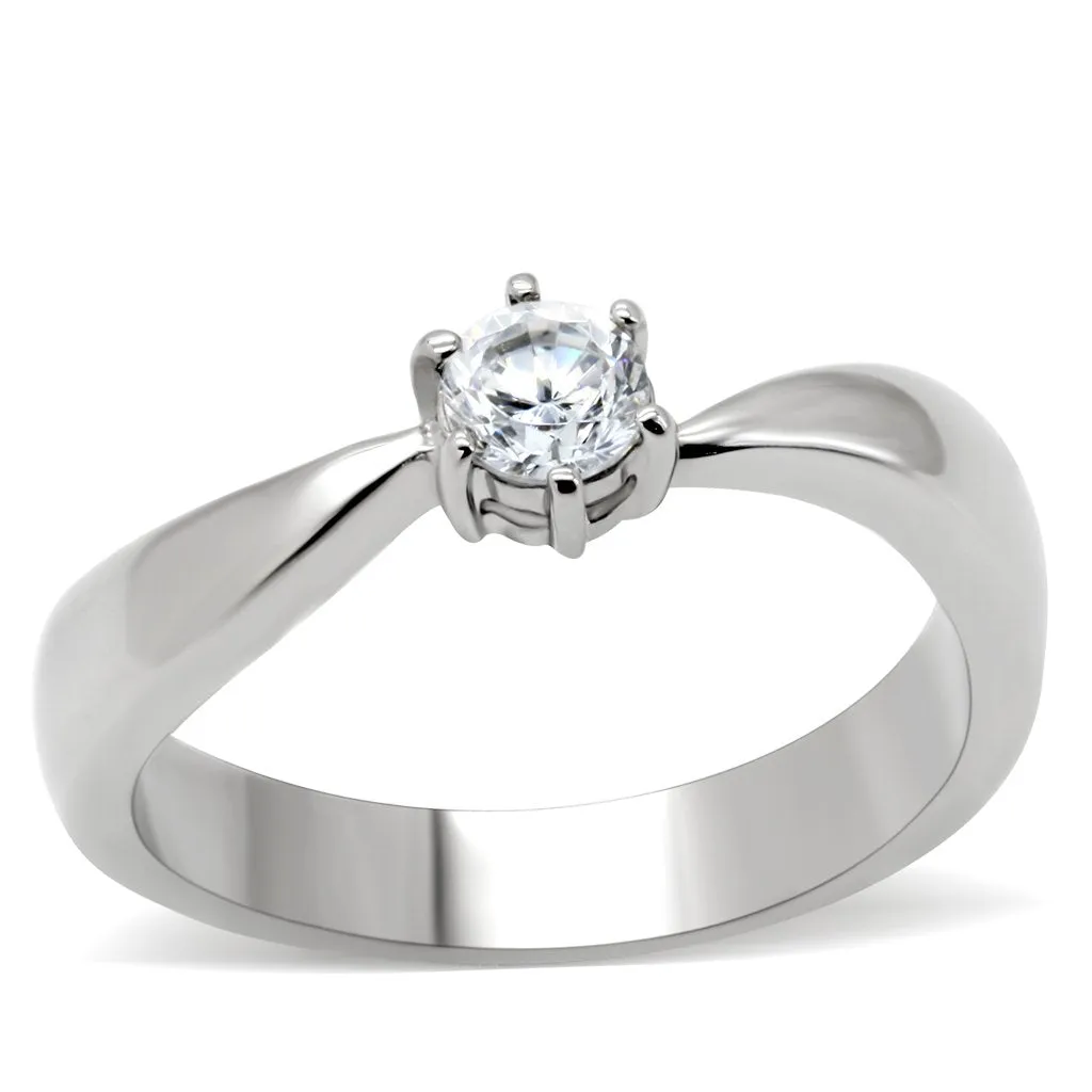 CJ201 Wholesale Women's Stainless Steel AAA Grade CZ Clear Ring