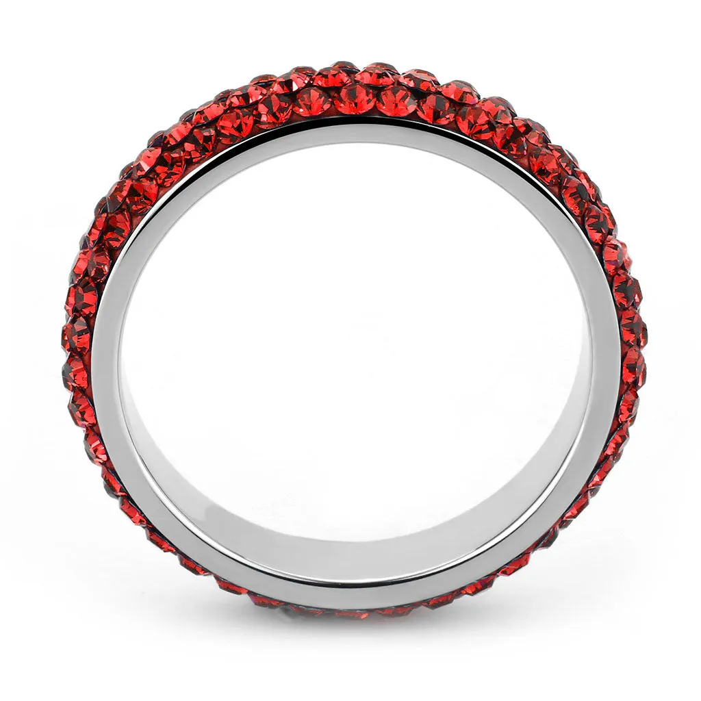 CJ3536 Wholesale Women's Stainless Steel Top Grade Crystal Siam Infinite Sparkle Ring