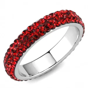 CJ3536 Wholesale Women's Stainless Steel Top Grade Crystal Siam Infinite Sparkle Ring