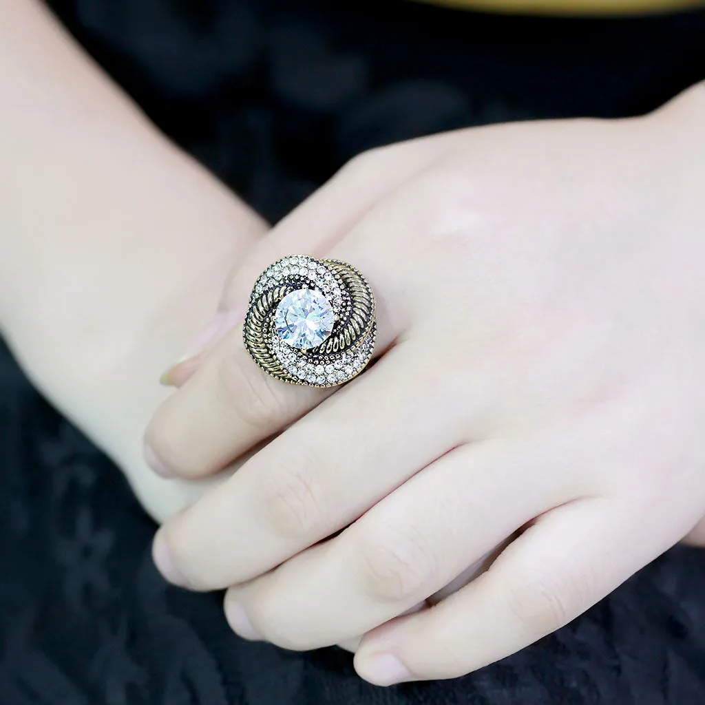 CJ3714 Wholesale Women's Stainless Steel IP Gold AAA Grade CZ Clear Spiral Ring