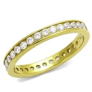 CJE2343G Wholesale Unisex Stainless Steel IP Gold Clear AAA Grade CZ Minimal Eternity Ring