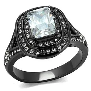 CJE2731 Wholesale Women's Stainless Steel IP Light Black Clear AAA Grade CZ Fashion Ring
