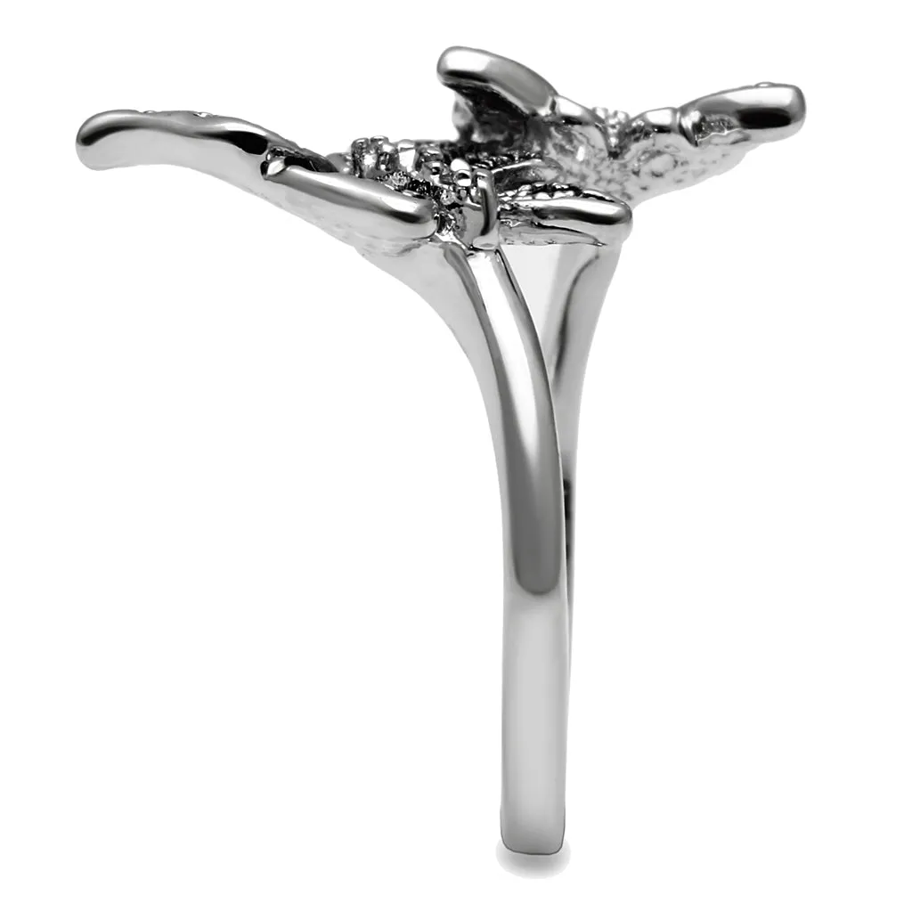 CJE2874 Stainless Steel AAA Grade CZ Double Butterfly Ring