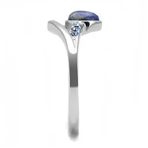 CJE3210 Wholesale Women's Stainless Steel Montana Semi-Precious Snowflake Obsidian Ring