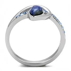 CJE3210 Wholesale Women's Stainless Steel Montana Semi-Precious Snowflake Obsidian Ring