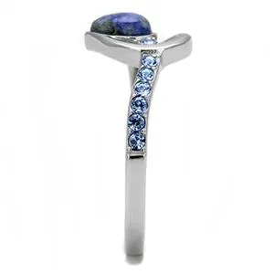 CJE3210 Wholesale Women's Stainless Steel Montana Semi-Precious Snowflake Obsidian Ring