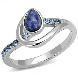 CJE3210 Wholesale Women's Stainless Steel Montana Semi-Precious Snowflake Obsidian Ring