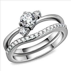 CJE3507 Wholesale Women Stainless Steel High polished (no plating) AAA Grade CZ Clear Ring