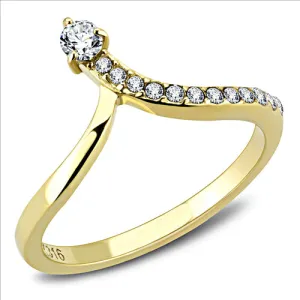 CJE3524 -  Wholesale Women Stainless Steel IP Gold (Ion Plating) AAA Grade CZ Clear Minimal Ring