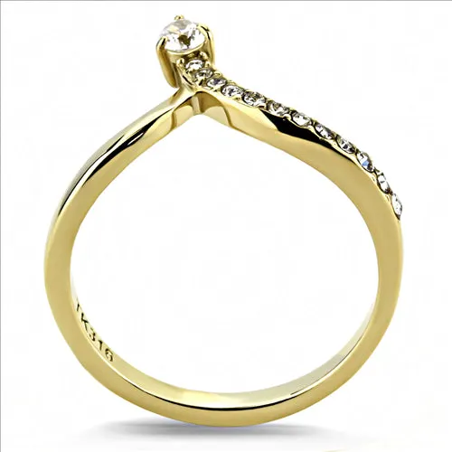 CJE3524 -  Wholesale Women Stainless Steel IP Gold (Ion Plating) AAA Grade CZ Clear Minimal Ring