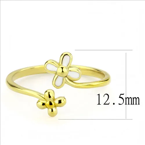 CJE3631 Wholesale Women's Stainless Steel IP Gold Minimal Daisy Ring