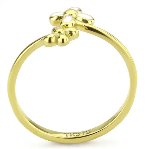 CJE3631 Wholesale Women's Stainless Steel IP Gold Minimal Daisy Ring