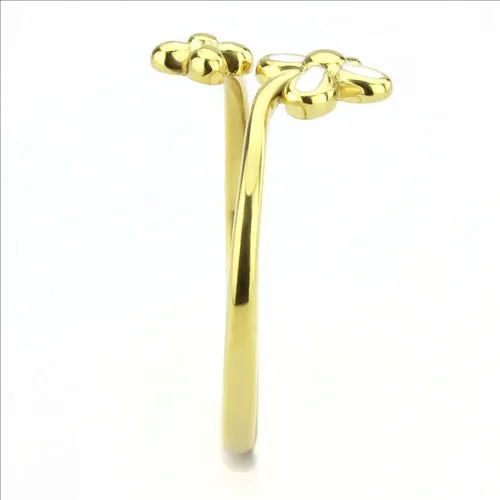 CJE3631 Wholesale Women's Stainless Steel IP Gold Minimal Daisy Ring