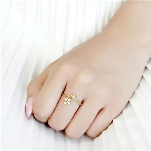 CJE3631 Wholesale Women's Stainless Steel IP Gold Minimal Daisy Ring