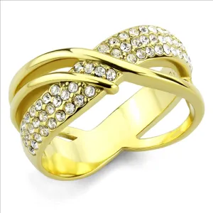 CJE3632 Wholesale Women's Stainless Steel IP Gold Top Grade Crystal Clear Ring