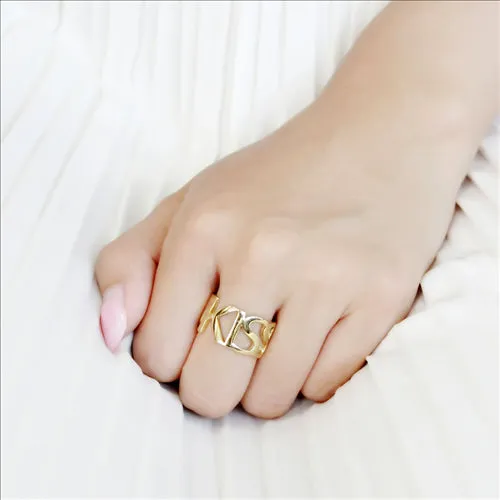 CJE3640 Wholesale Women's Stainless Steel IP Gold Broad KISS BIG Ring