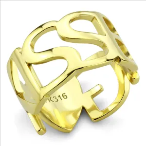CJE3640 Wholesale Women's Stainless Steel IP Gold Broad KISS BIG Ring