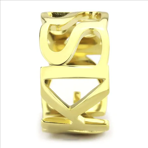 CJE3640 Wholesale Women's Stainless Steel IP Gold Broad KISS BIG Ring