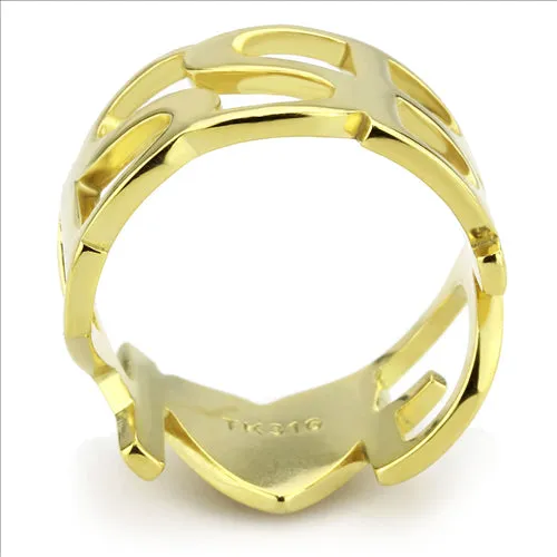 CJE3640 Wholesale Women's Stainless Steel IP Gold Broad KISS BIG Ring