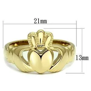 CJG1477 Wholesale IP Gold Stainless Steel Claddagh Ring