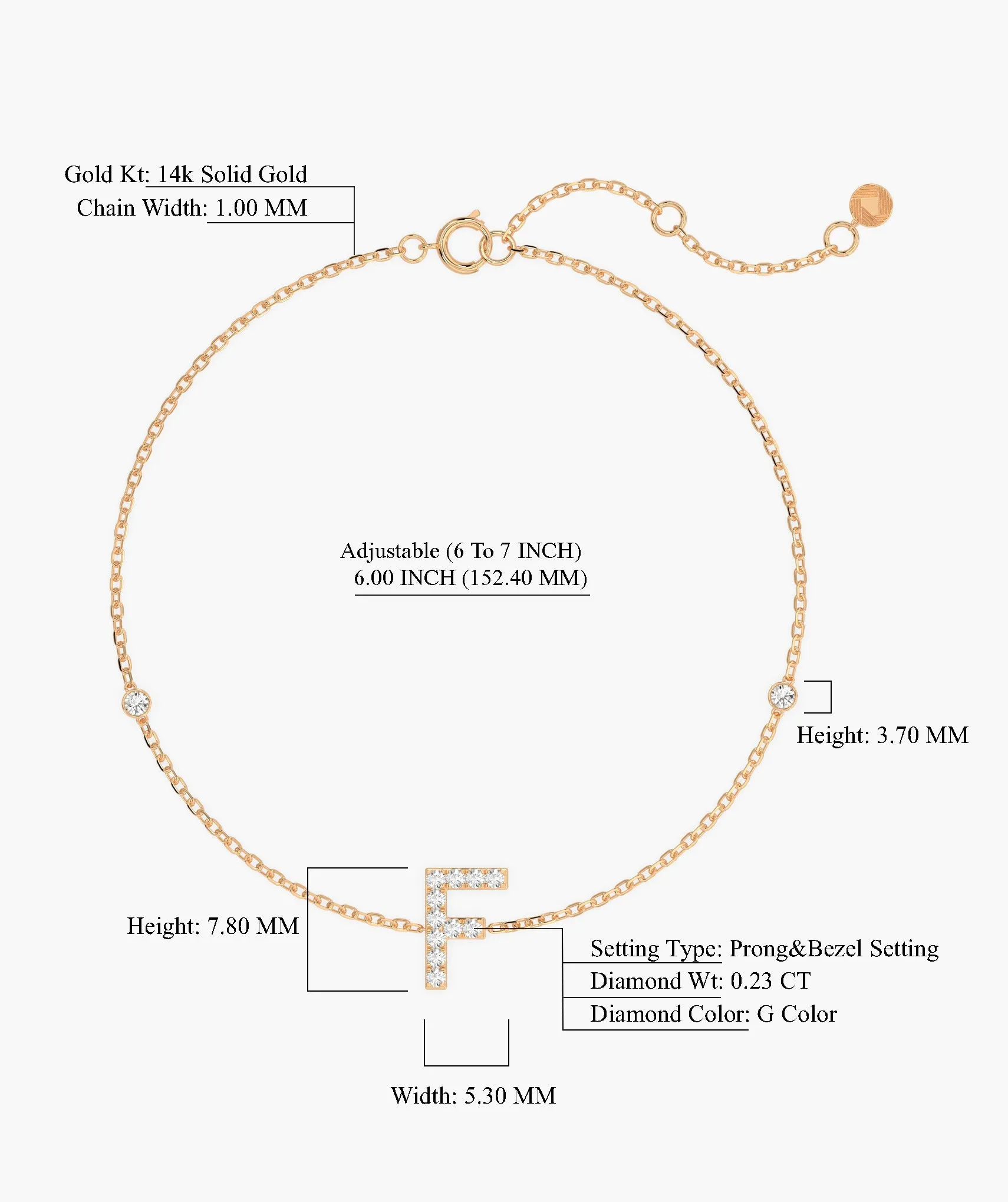 Classic Diamond 'F' Bracelet