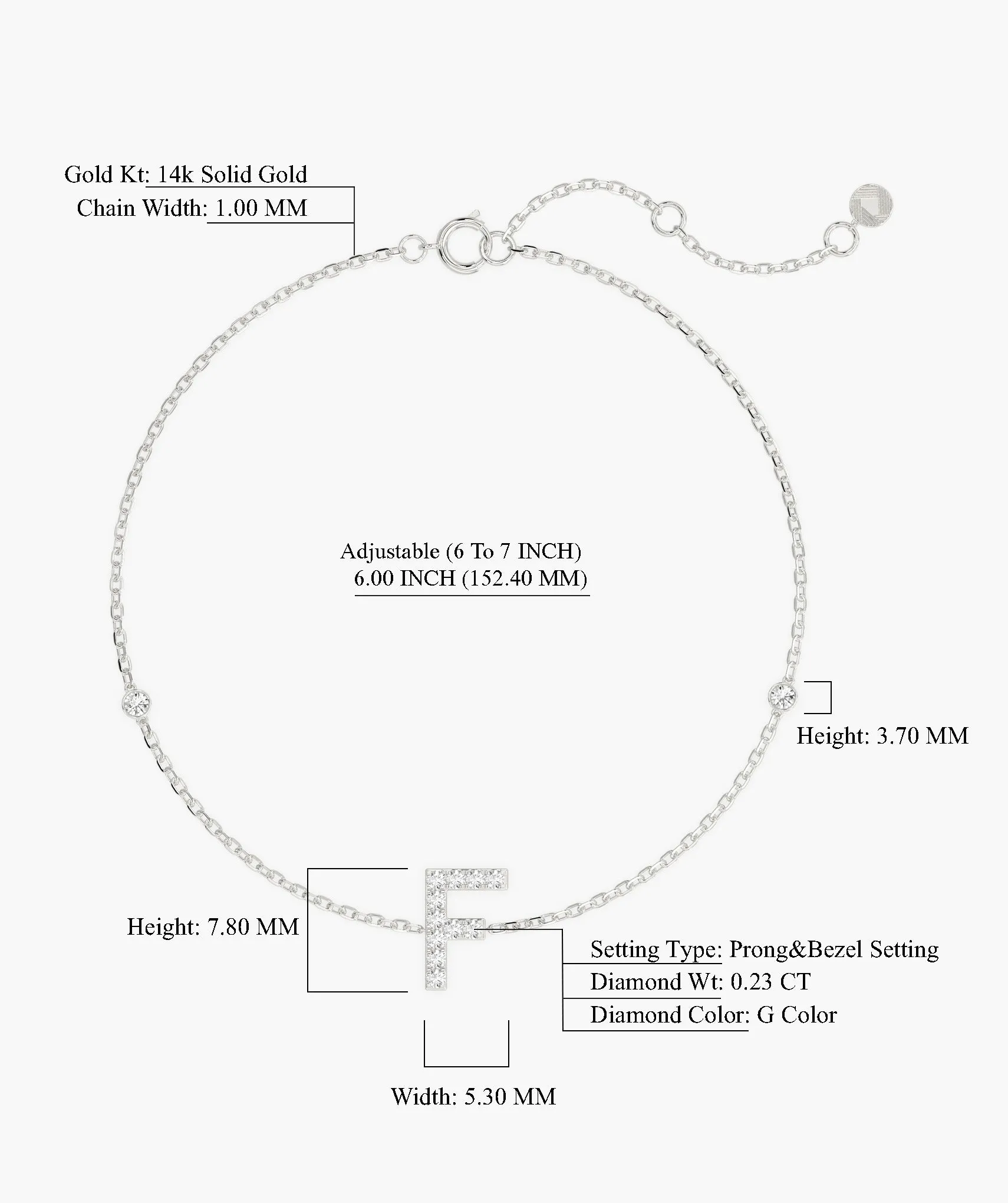 Classic Diamond 'F' Bracelet