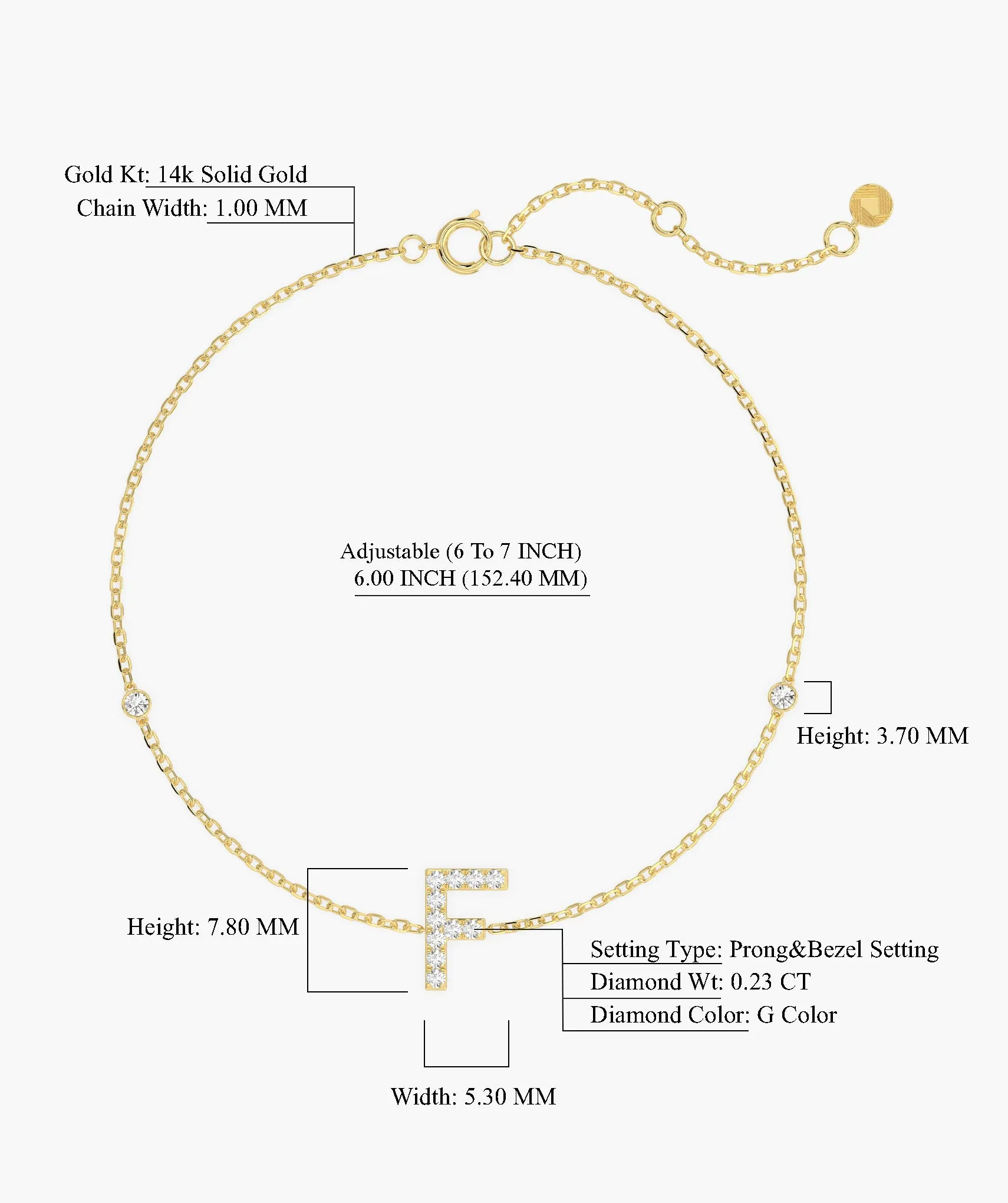 Classic Diamond 'F' Bracelet