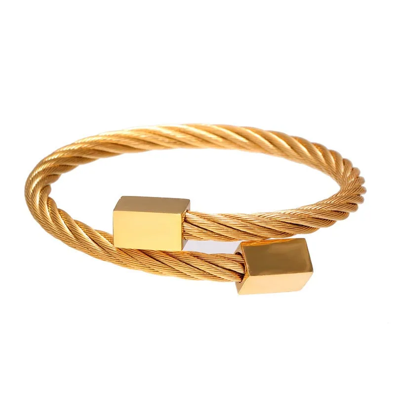 Classic Men Bracelet Charm Jewelry Fashion Luxury Gold Color plated Stainless Steel Cube Handmade Bracelets Male Homme