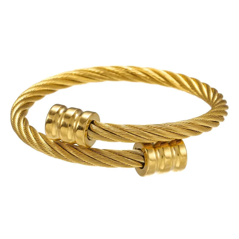 Classic Men Bracelet Charm Jewelry Fashion Luxury Gold Color plated Stainless Steel Cube Handmade Bracelets Male Homme