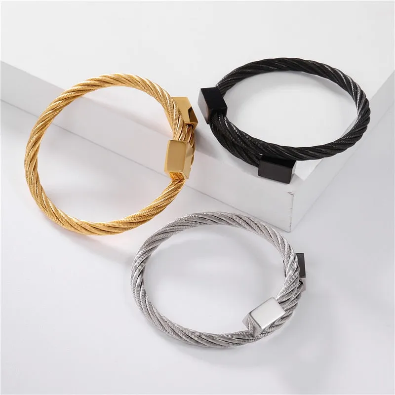 Classic Men Bracelet Charm Jewelry Fashion Luxury Gold Color plated Stainless Steel Cube Handmade Bracelets Male Homme