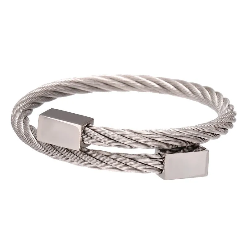 Classic Men Bracelet Charm Jewelry Fashion Luxury Gold Color plated Stainless Steel Cube Handmade Bracelets Male Homme