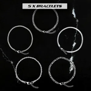 Complete Chain Bracelet Set - Silver