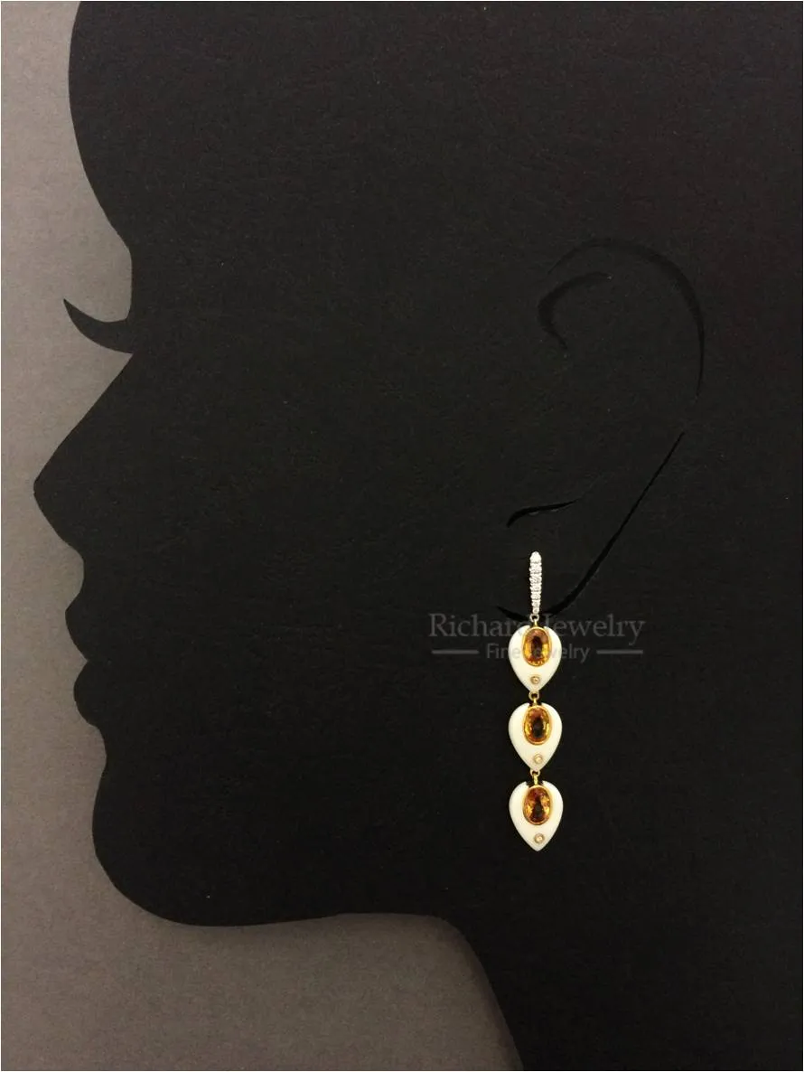 Contemporary Sapphire & Agate Drop Earrings