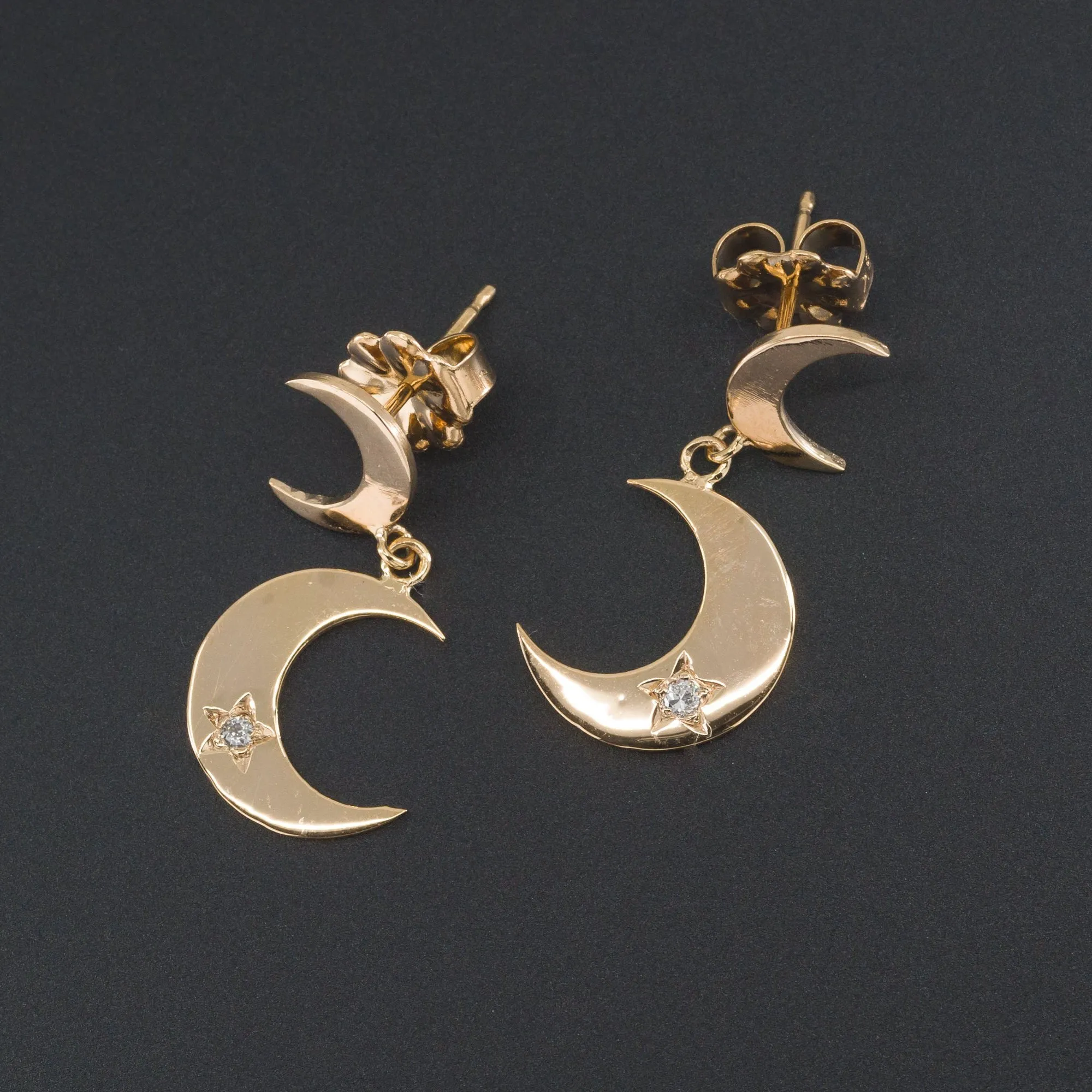 Crescent Moon Earrings | Diamond Crescent Earrings