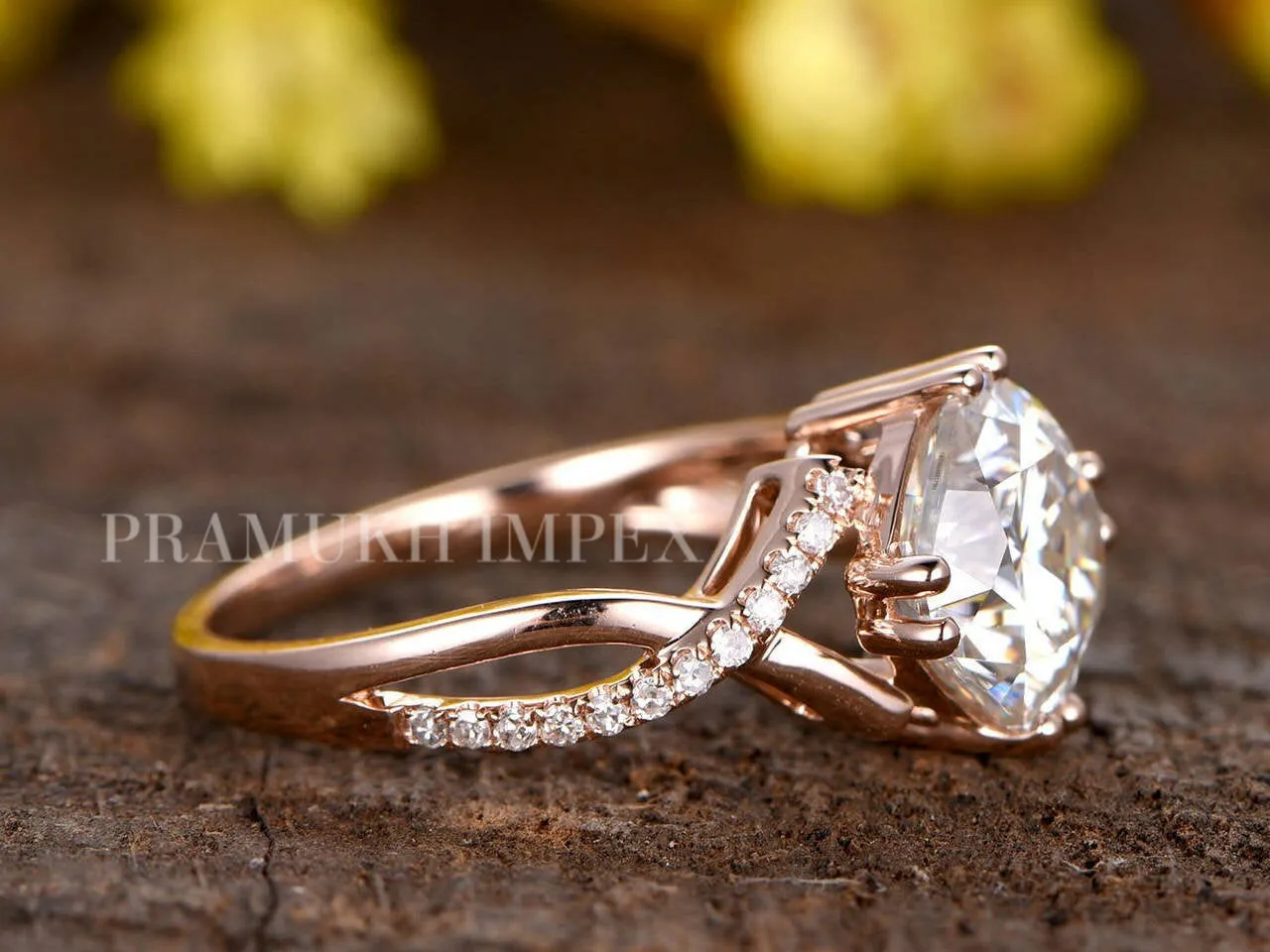 Cushion Moissanite Engagement Ring Art Deco unique split shank engagement band Rose Gold Diamond Wedding Ring for women Annniversary Gift