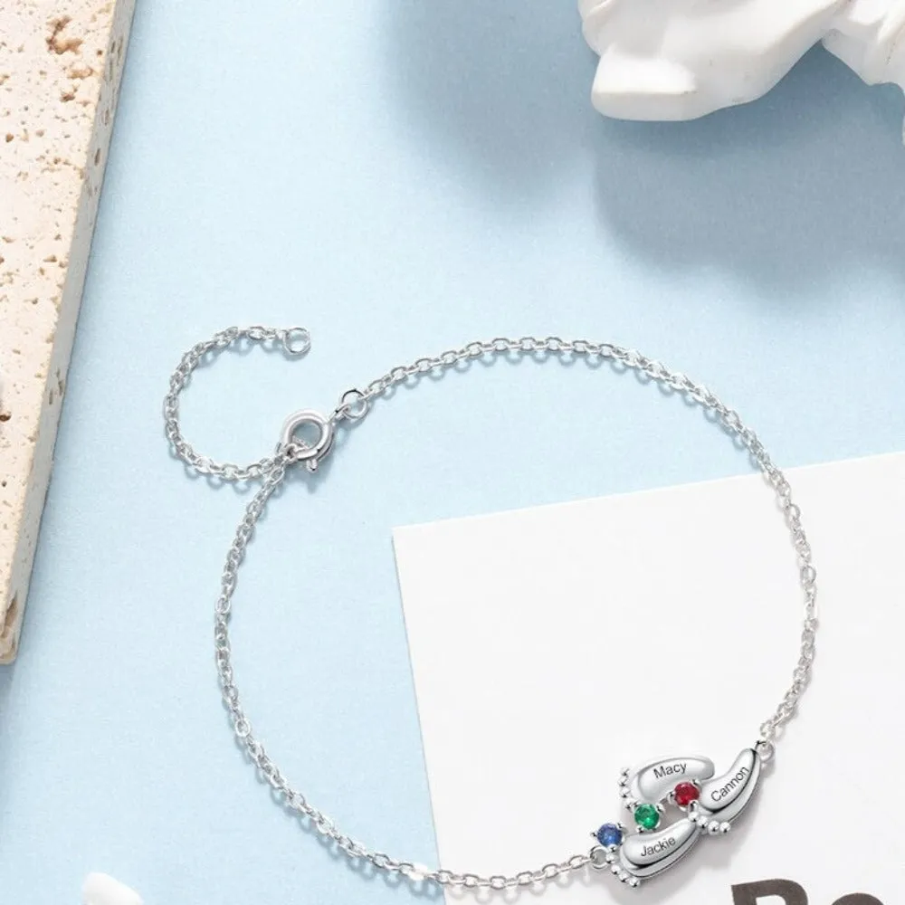 Custom Birthstone Bracelet Carving Baby Name
