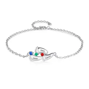 Custom Birthstone Bracelet Carving Baby Name