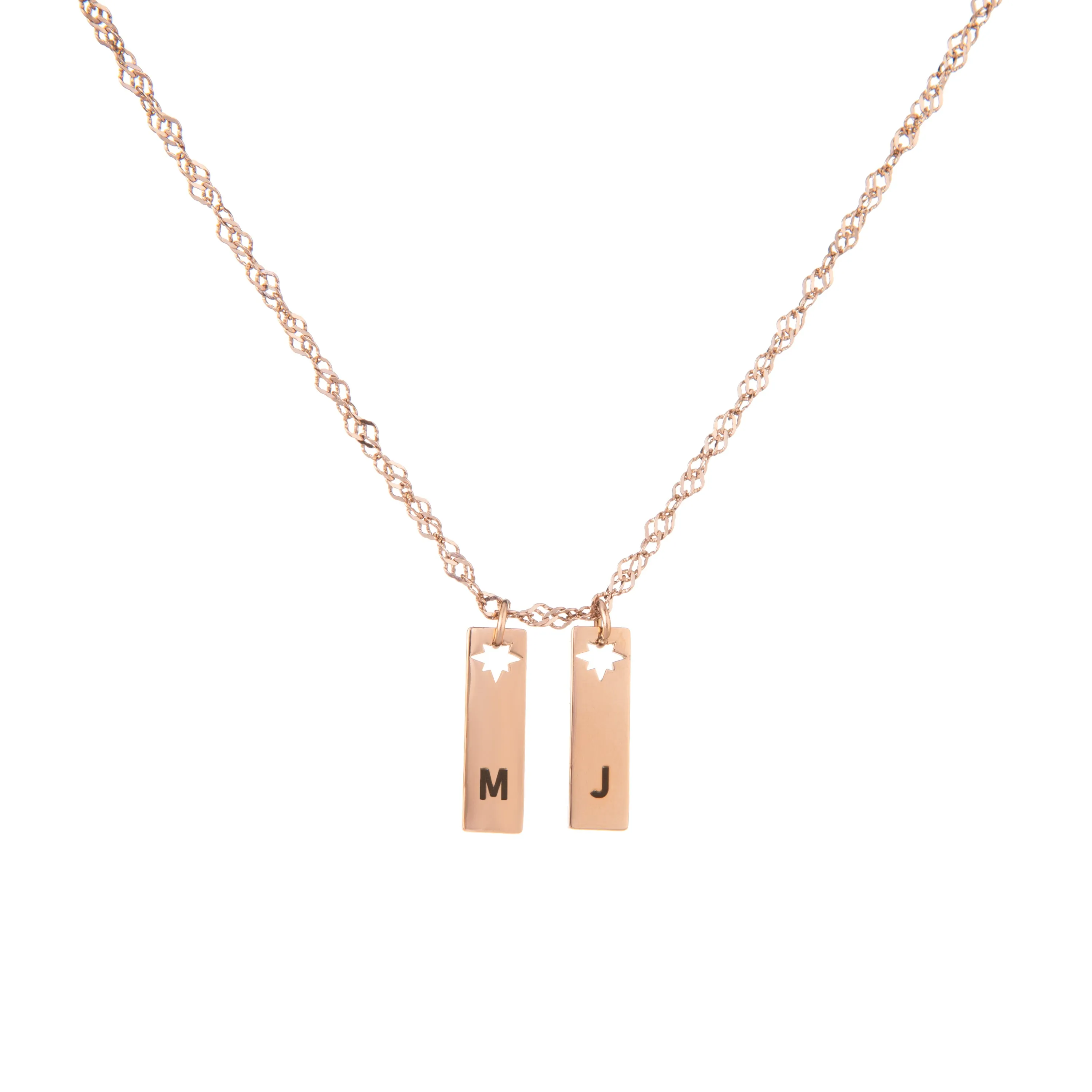 Custom Initial Pendant Necklace with Star Cutout