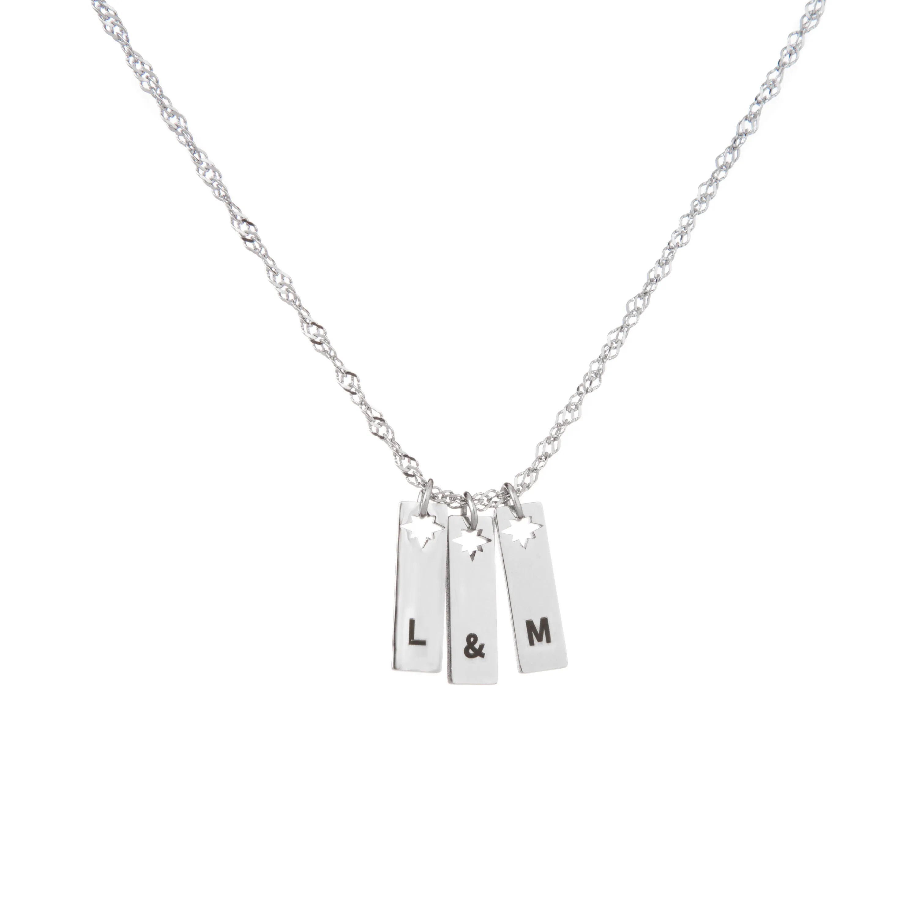 Custom Initial Pendant Necklace with Star Cutout