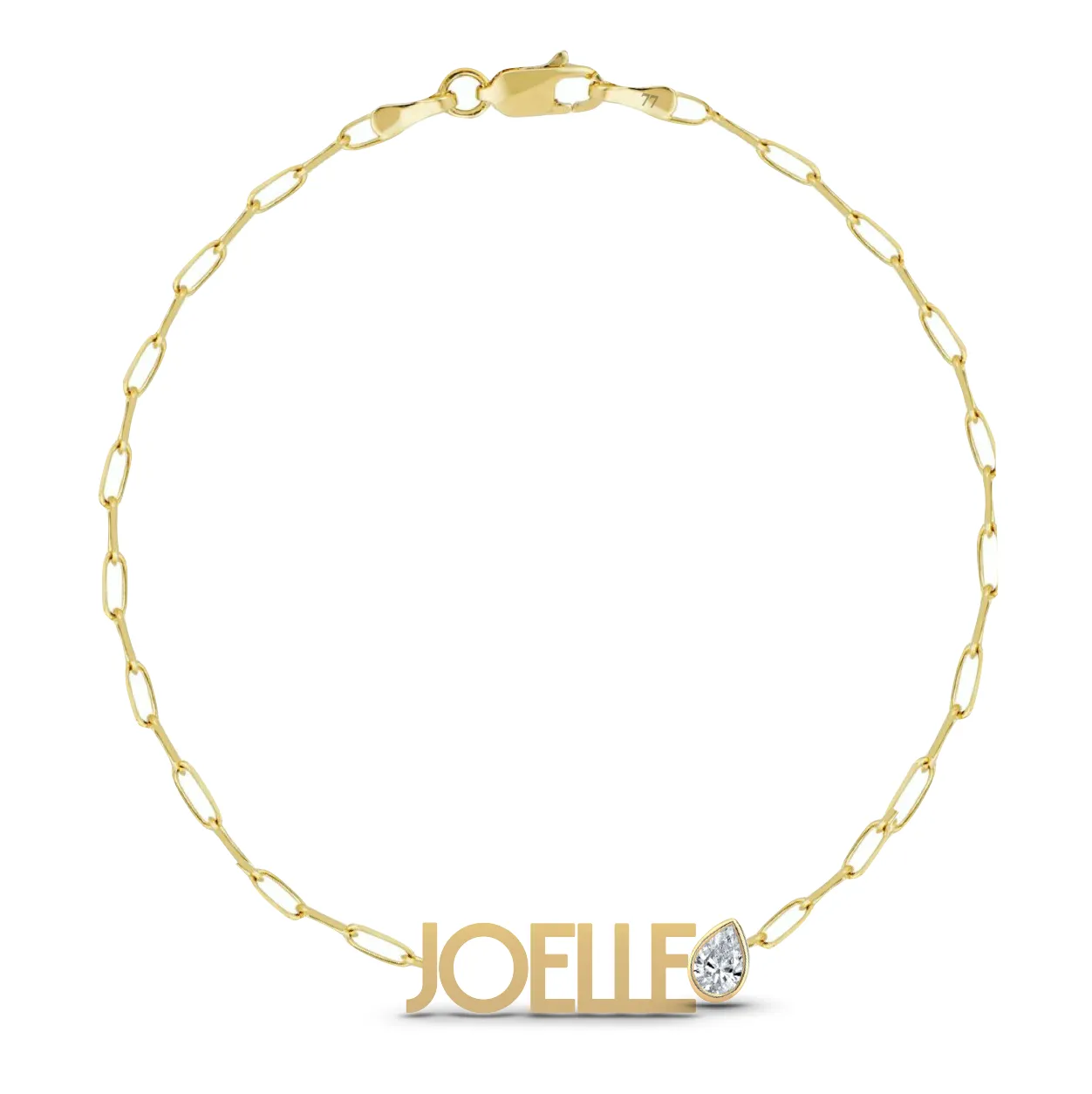 Custom Paperclip Link Solid Name   Mixed Shapes Bracelet