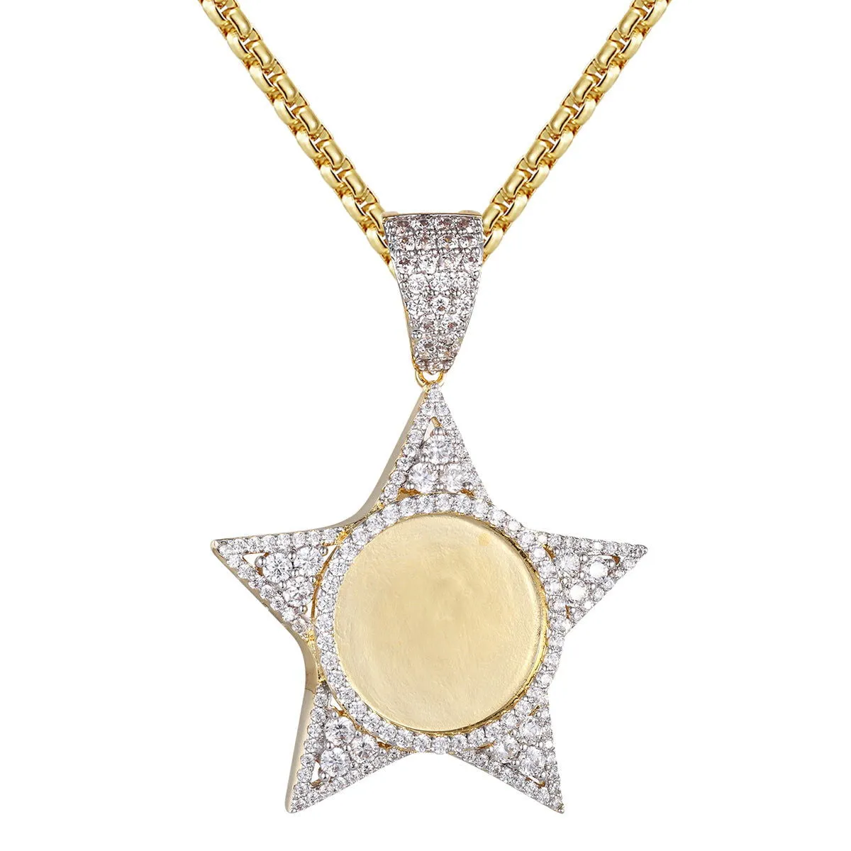 Custom Picture Frame Star Icy Shape Memory Gift Pendant