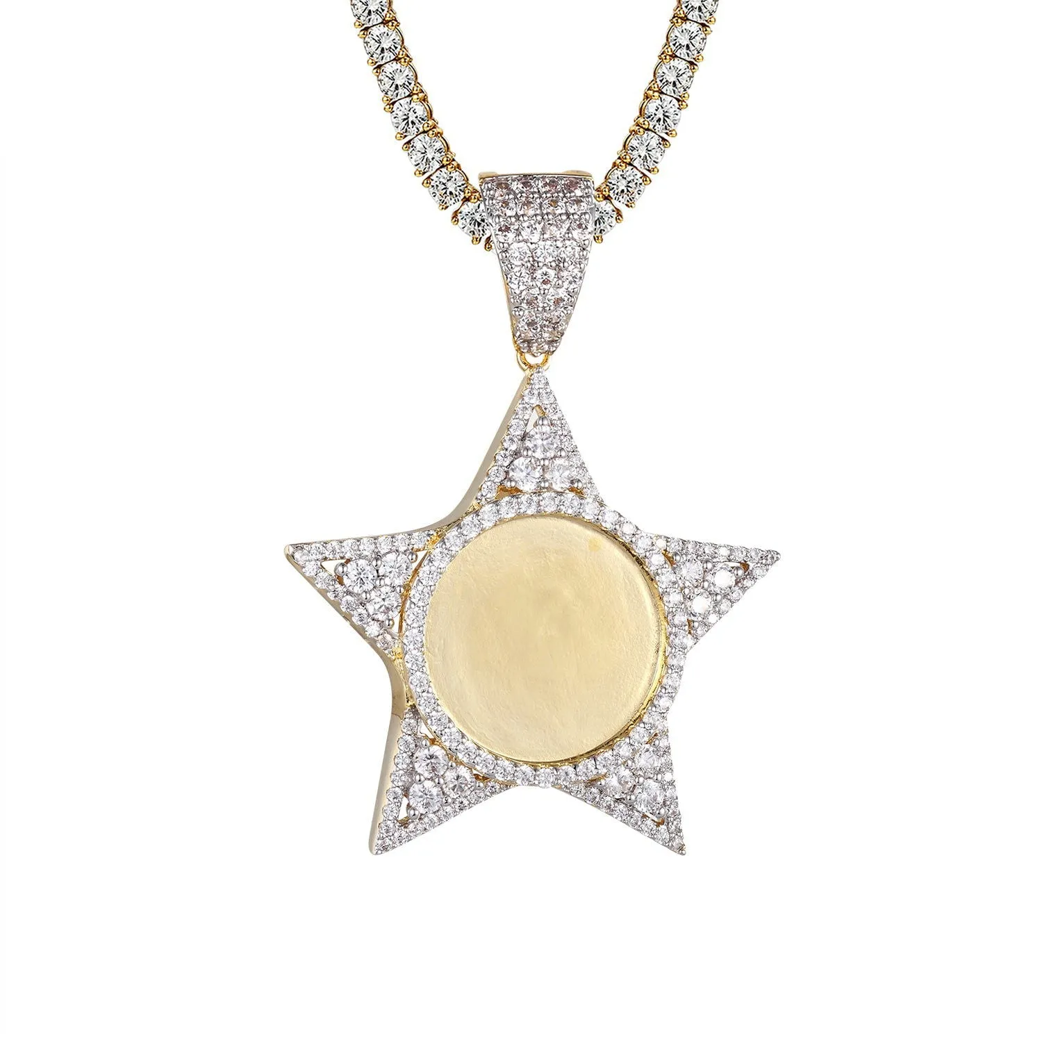 Custom Picture Frame Star Icy Shape Memory Gift Pendant