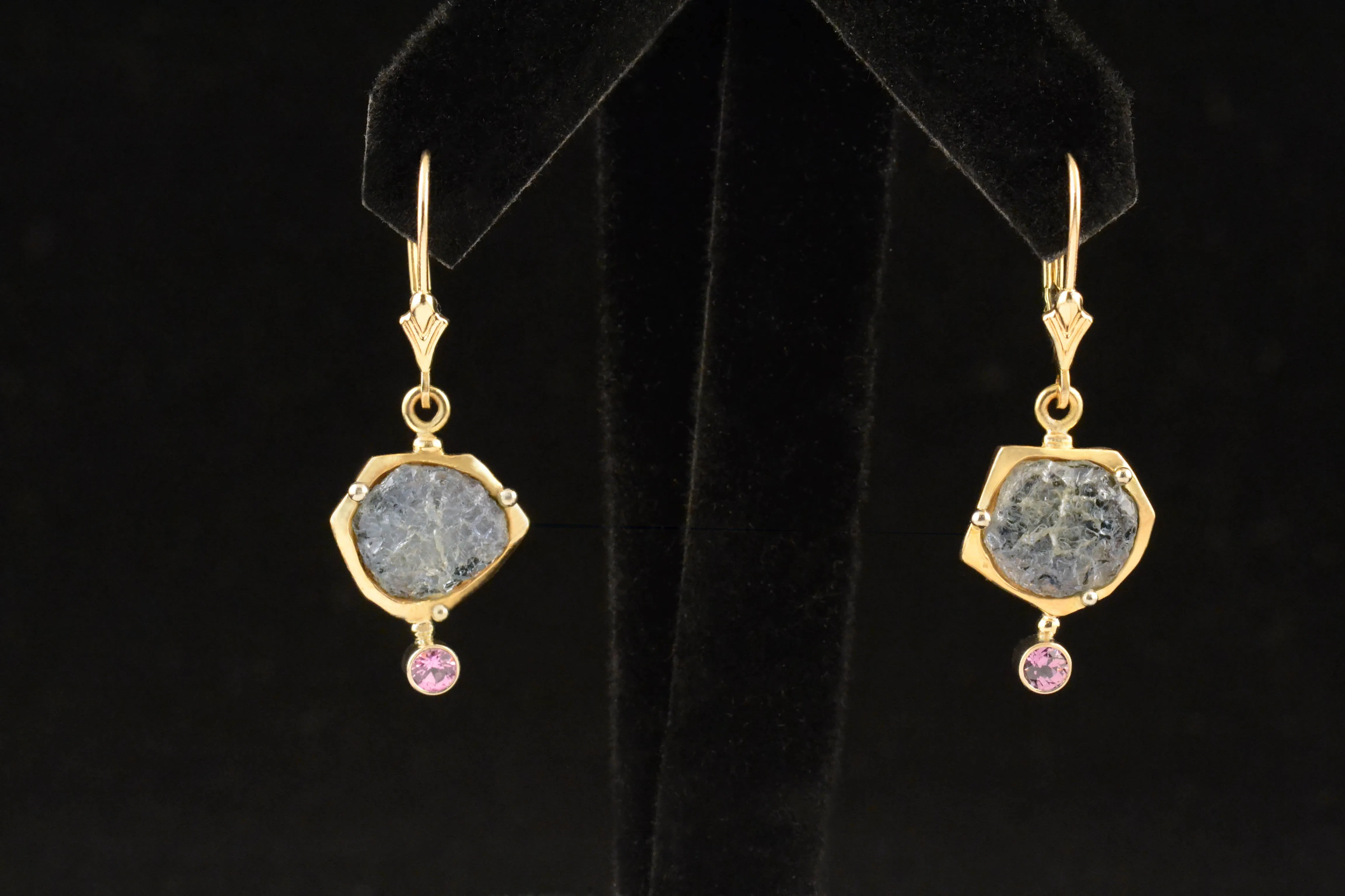 Custom Pink and Blue Sapphire Earrings